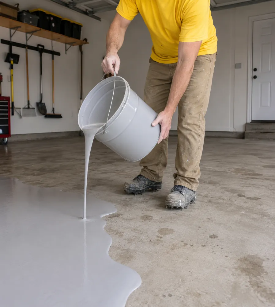 Epoxy coating application over a properly prepared and tested concrete slab
